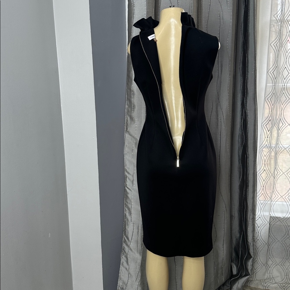 Calvin Klein Women's Ruffled V-Neck
Sleeveless Sheath Dress Black Size 8 - Picture 7 of 9